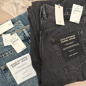 Good American Extreme Barrel Jeans x 2 in Black and Indigo sz 29 sz 8
